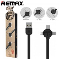 USB кабель Remax Lesu RC-066th 3in1 Lightning, micro USB, Type-C черный