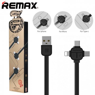 USB кабель Remax Lesu RC-066th 3in1 Lightning, micro USB, Type-C черный в Одессе