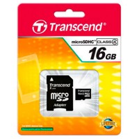 Карта памяти MicroSD Transcend 16GB + SD adapter (TS16GUSDC4)