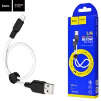 USB кабель Hoco X21 Plus Silicone Lightning 0,25М черно-белый