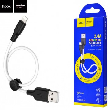 USB кабель Hoco X21 Plus Silicone Lightning 0,25М черно-белый в Одессе