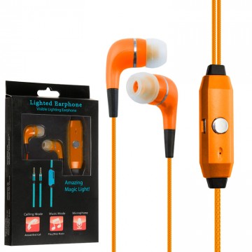 Наушники с микрофоном GLOW lighted earphone оранжевые в Одессе