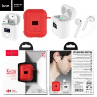 Bluetooth наушники с микрофоном Hoco S11 + red silicone case белые
