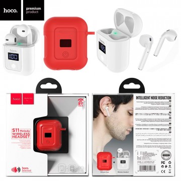 Bluetooth наушники с микрофоном Hoco S11 + red silicone case белые в Одессе