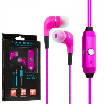 Наушники с микрофоном GLOW lighted earphone розовые в Одессе