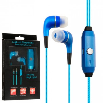 Наушники с микрофоном GLOW lighted earphone синие в Одессе