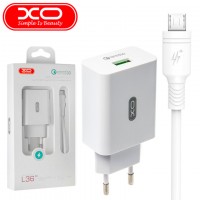 Сетевое зарядное устройство XO L36 QC3.0 1USB 3A micro-USB white