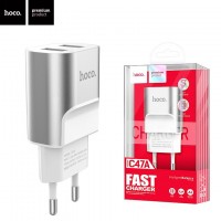 Сетевое зарядное устройство Hoco C47A 2USB 2.1A silver