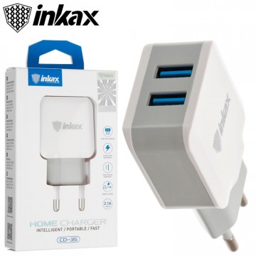 Сетевое зарядное устройство inkax CD-35 2USB 2.1A white в Одессе