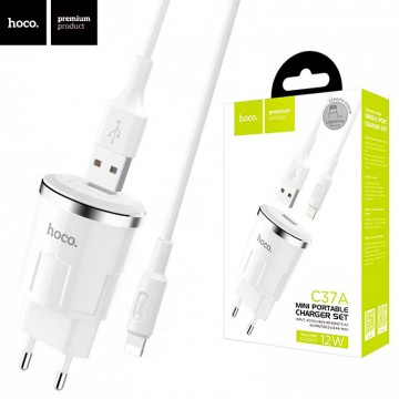 Сетевое зарядное устройство Hoco C37A 1USB 2.4A Lightning white в Одессе