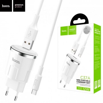 Сетевое зарядное устройство Hoco C37A 1USB 2.4A micro-USB white в Одессе