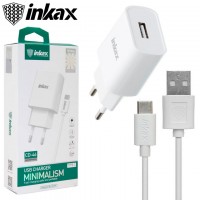 Сетевое зарядное устройство inkax CD-46 1USB 2.4A Type-C white