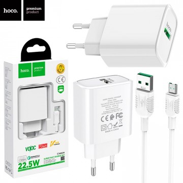 Сетевое зарядное устройство Hoco C69A QC3.0 1USB 5A micro-USB white в Одессе