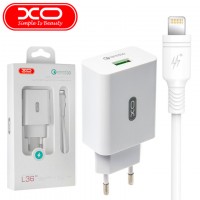 Сетевое зарядное устройство XO L36 QC3.0 1USB 3A Lightning white