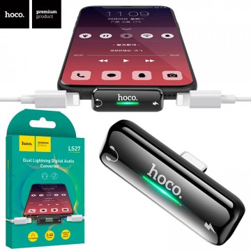 Переходник Hoco LS27 Apple Dual Lightning digital audio converter серебристый в Одессе