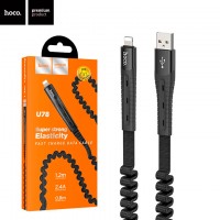 USB кабель Hoco U78 Cotton treasure elastic Lightning 1.2m черный