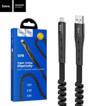 USB кабель Hoco U78 Cotton treasure elastic micro USB 1.2m черный в Одессе