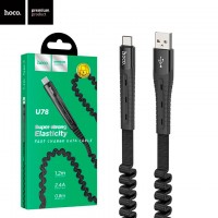 USB кабель Hoco U78 Cotton treasure elastic Type-C 1.2m черный