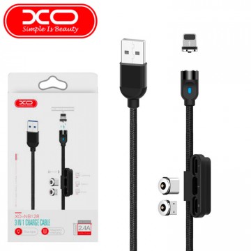 USB кабель XO NB128 магнитный 3in1 Lightning-micro USB-Type-C 1m черный в Одессе