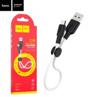 USB кабель Hoco X21 Plus Silicone micro USB 0.25m черно-белый