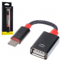 Переходник ткань-металл USB OTG - Type-C черный