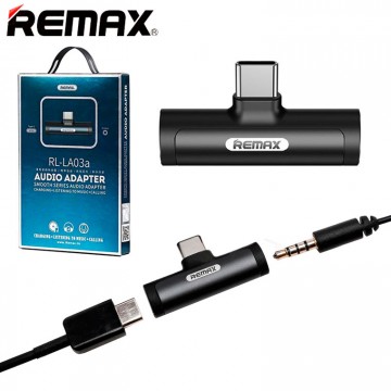 Переходник Remax RL-LA03a Type-C-3.5 AUX черный в Одессе