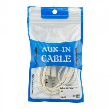 AUX кабель ткань с позолотой 2 pin 1m белый в Одессе