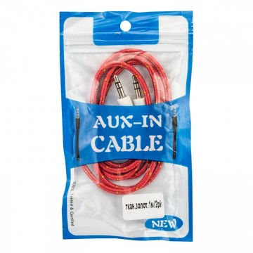 AUX кабель ткань с позолотой 2 pin 1m красный в Одессе