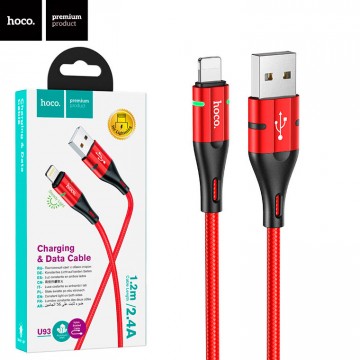 USB кабель Hoco U93 Shadow Lightning 1.2m красный в Одессе