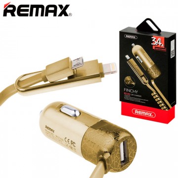 Автомобильное зарядное устройство Remax Finchy RCC103 1USB 3.4A Lightning micro-USB golden в Одессе