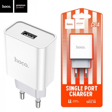 Сетевое зарядное устройство Hoco C81A 1USB 2.1A white в Одессе