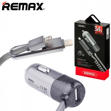 Автомобильное зарядное устройство Remax Finchy RCC103 1USB 3.4A Lightning micro-USB gray в Одессе