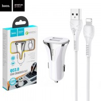 Автомобильное зарядное устройство Hoco Z31 QC3.0 2USB 3.4A Lightning white