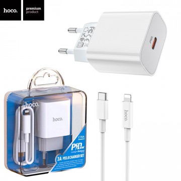 Сетевое зарядное устройство Hoco C76A 1USB PD18W Type-C to Lightning white в Одессе