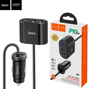 Автомобильное зарядное устройство Hoco Z35 3USB 2.4A PD black в Одессе