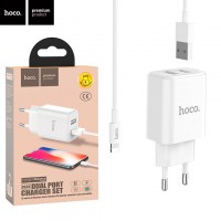 Сетевое зарядное устройство Hoco C62A 2USB 2.1A Lightning white