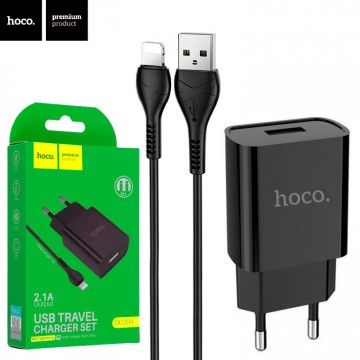 Сетевое зарядное устройство Hoco DC20A 1USB 2.1A Lightning black в Одессе