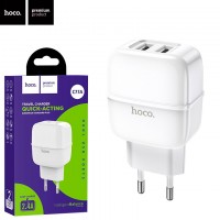 Сетевое зарядное устройство Hoco C77A 2USB 2.4A white