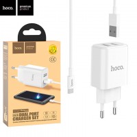 Сетевое зарядное устройство Hoco C62A 2USB 2.1A micro-USB white