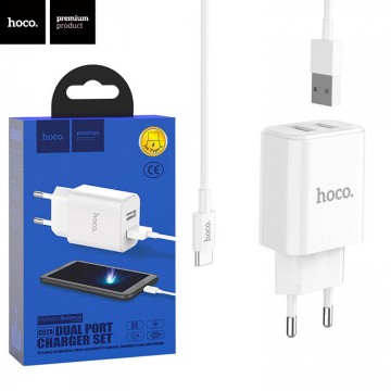 Сетевое зарядное устройство Hoco C62A 2USB 2.1A Type-C white в Одессе