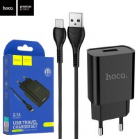 Сетевое зарядное устройство Hoco DC20A 1USB 2.1A Type-C black