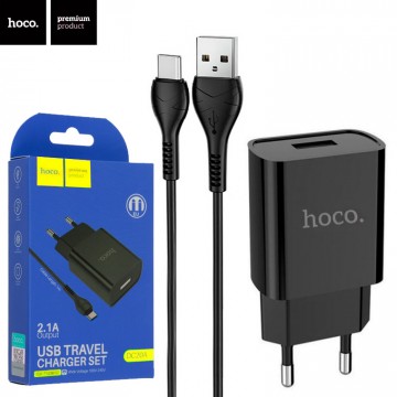 Сетевое зарядное устройство Hoco DC20A 1USB 2.1A Type-C black в Одессе