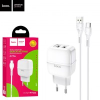 Сетевое зарядное устройство Hoco C77A 2USB 2.4A Type-C white