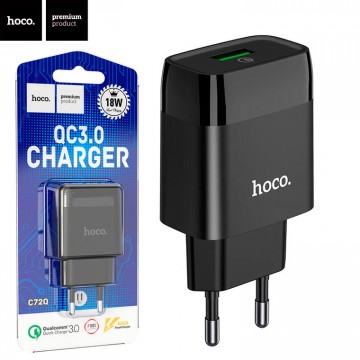 Сетевое зарядное устройство Hoco C72Q QC3.0 1USB 2A black в Одессе