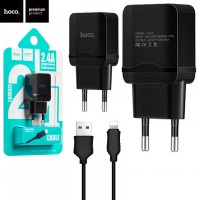 Сетевое зарядное устройство Hoco C22A 1USB 2.4A Lightning black