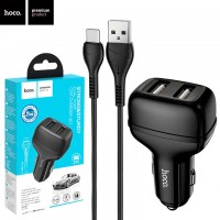 Автомобильное зарядное устройство Hoco Z36 2USB 2.4A Type-C black