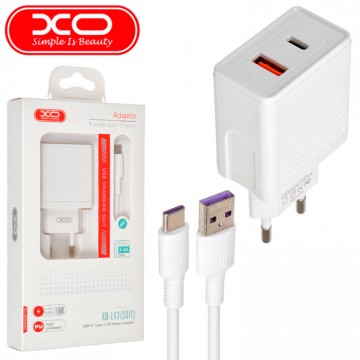 Сетевое зарядное устройство XO L43 PD+QC3.0 1USB 3A 18W Type-C white в Одессе