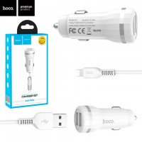 Автомобильное зарядное устройство Hoco Z27 2USB 2.4A Lightning white