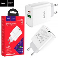 Сетевое зарядное устройство Hoco C80A PD + QC3.0 1USB 3.1A white