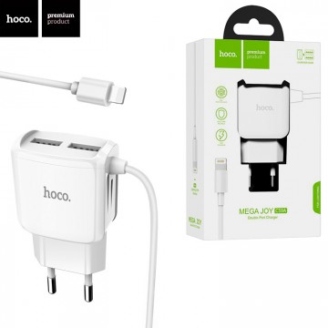 Сетевое зарядное устройство Hoco C59A 2USB 2.4A Lightning white в Одессе